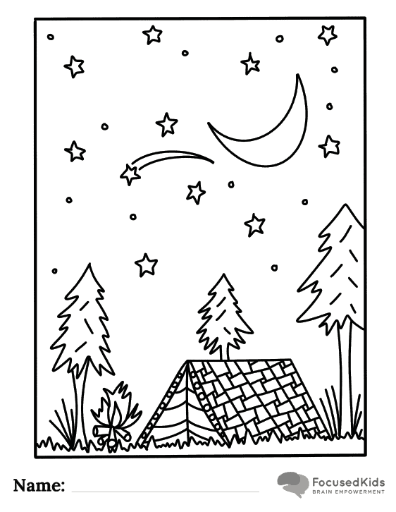 FocusedKids Coloring Page Download: Camping